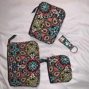 Vera Bradley trio bag and keyring set